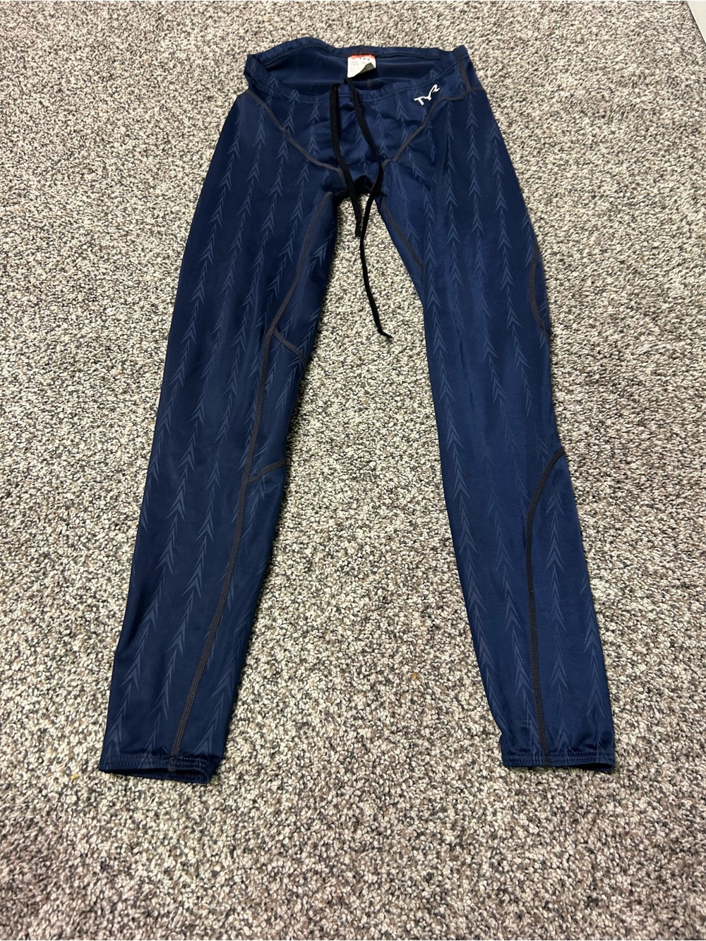 TYR Competition Swimming Body Skin Blue Tie Men's Size 30